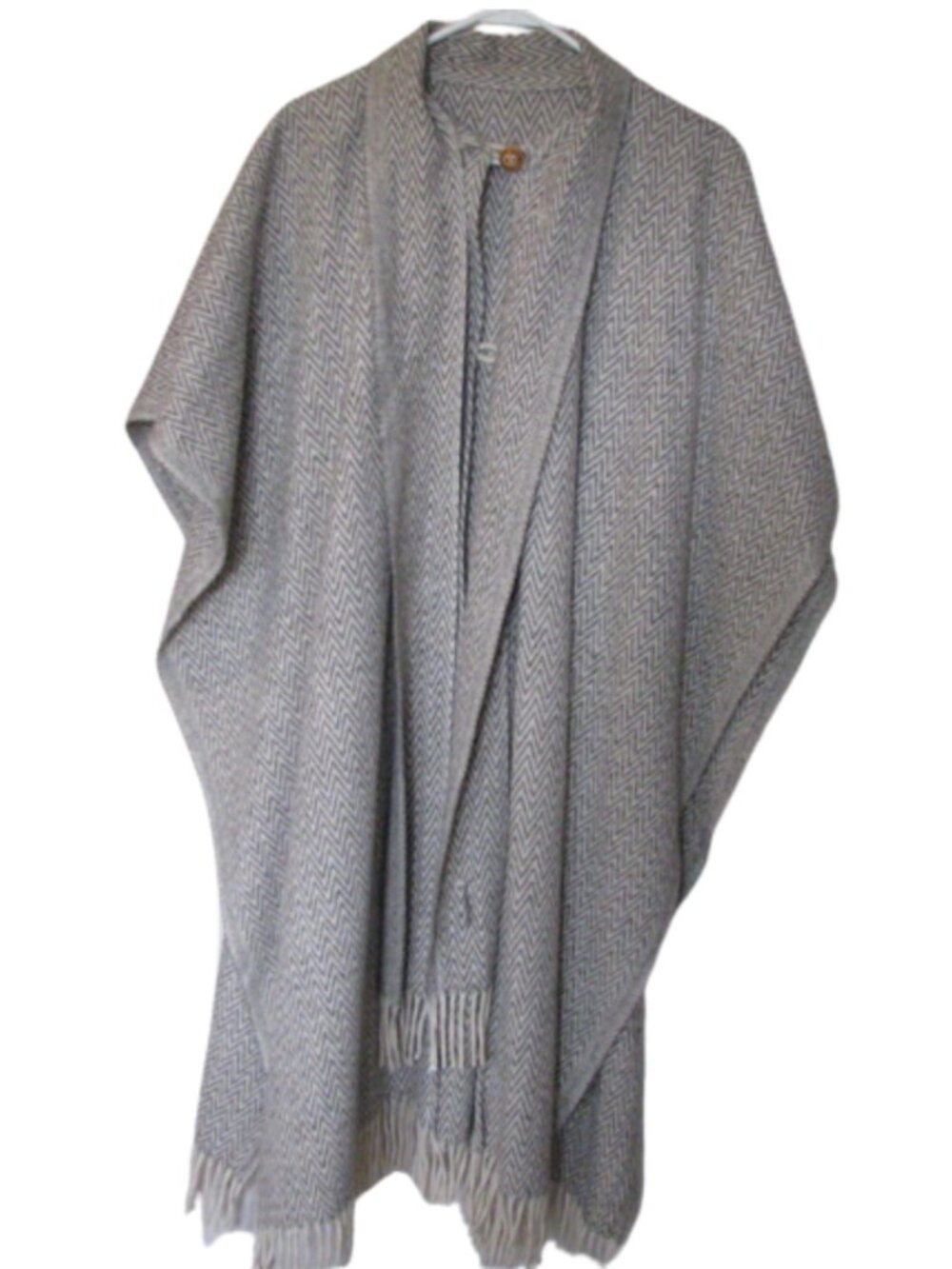 Beige Wool Herringbone Cape